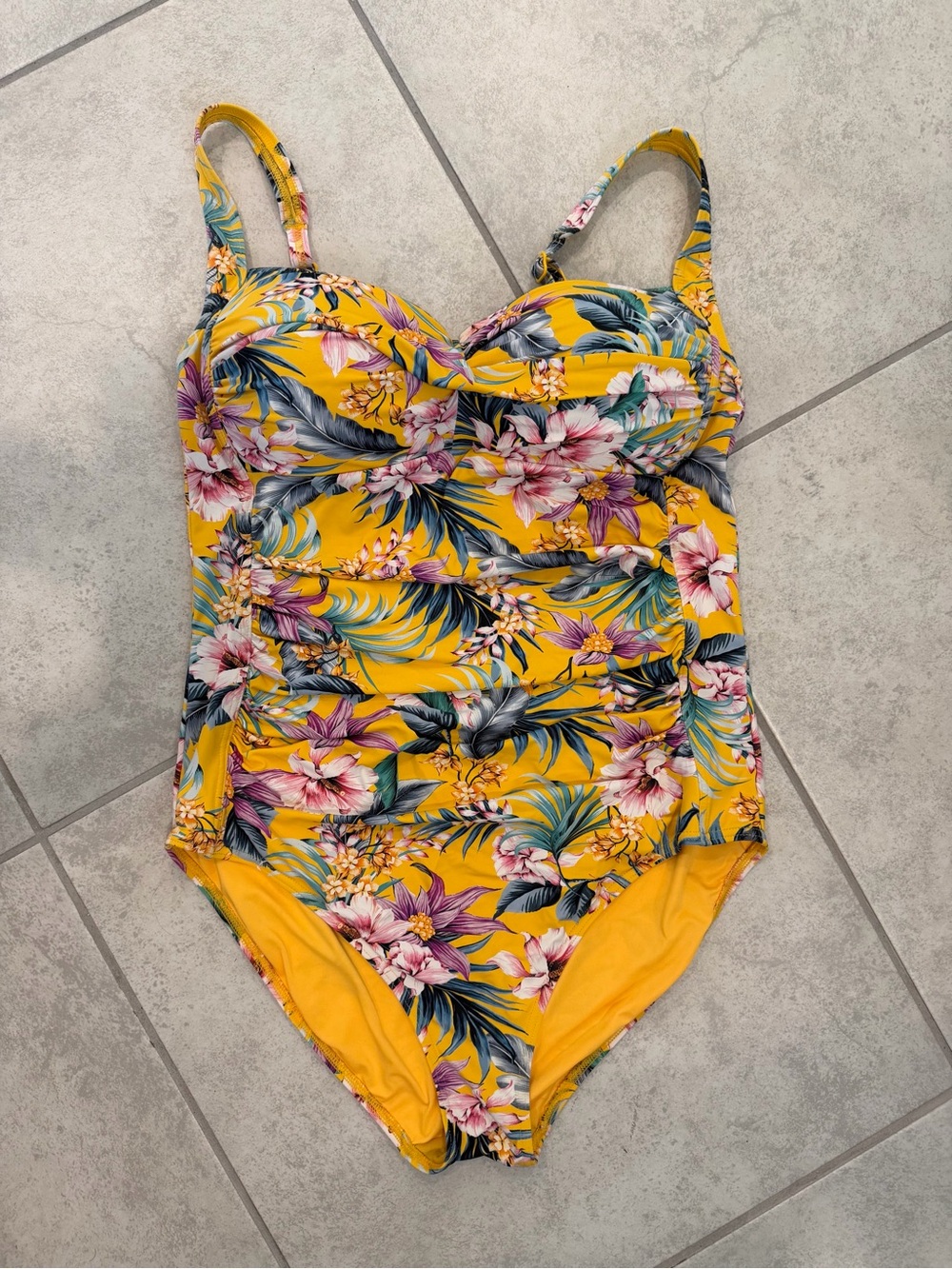 Women’s Yellow Floral One-Piece Swimsuit
